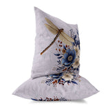 Violet And Blue Dragonfly Haven Indoor/Outdoor Throw Pillow Zipper