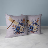 Violet And Blue Dragonfly Haven Indoor/Outdoor Throw Pillow Zipper