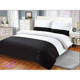 Violet Linen French Sateen Hotel Pattern, 300 Thread Count - Cotton Sateen, Black , Bedding Duvet Cover Set