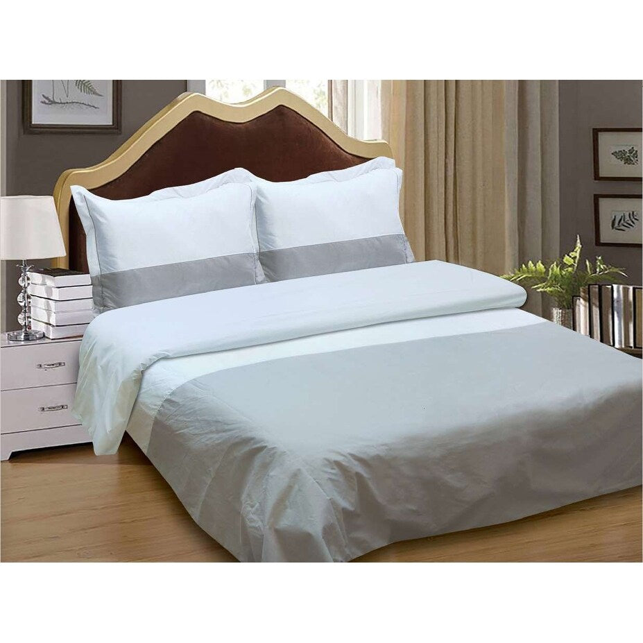 Violet Linen French Sateen Hotel Pattern, 300 Thread Count - Cotton Sateen, Black , Bedding Duvet Cover Set