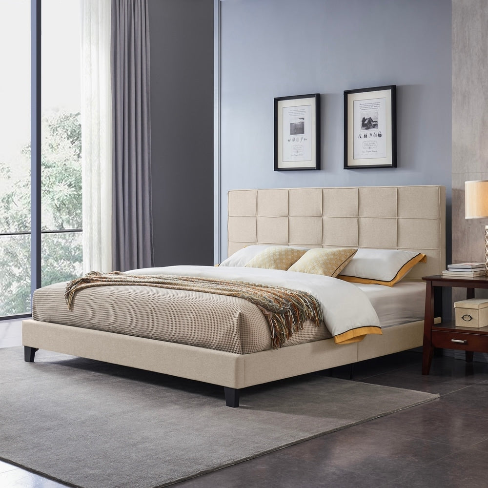 Eveleth Modern Upholstered King Bed Platform by Christopher Knight Home