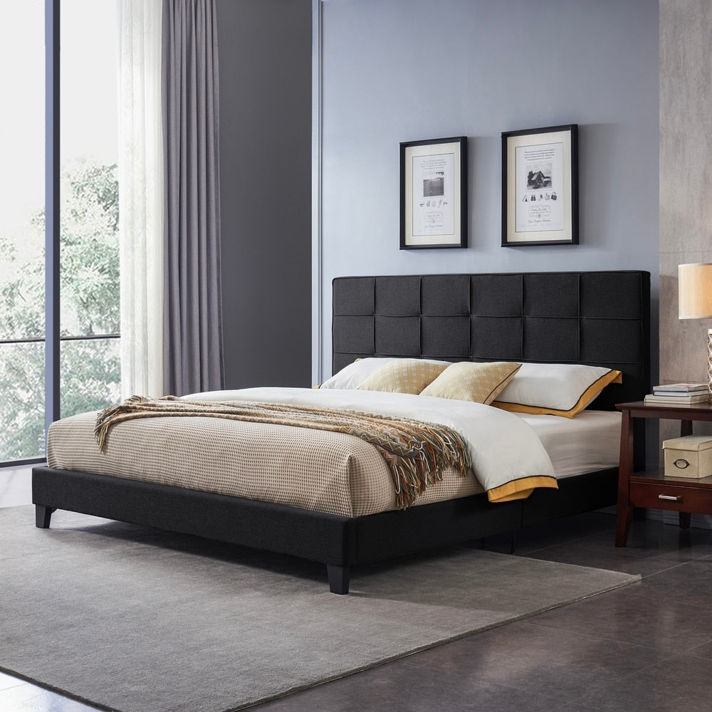 Eveleth Modern Upholstered King Bed Platform by Christopher Knight Home