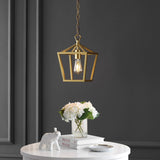 Virginia 8" 1-Light Vintage Farmhouse Iron Chain Pagoda LED Pendant, by JONATHAN Y
