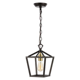 Virginia 8" 1-Light Vintage Farmhouse Iron Chain Pagoda LED Pendant, by JONATHAN Y