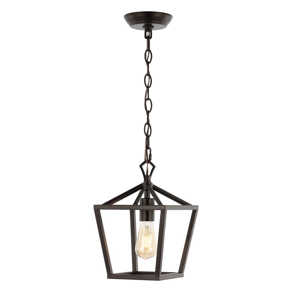 Virginia 8" 1-Light Vintage Farmhouse Iron Chain Pagoda LED Pendant, by JONATHAN Y