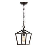 Virginia 8" 1-Light Vintage Farmhouse Iron Chain Pagoda LED Pendant, by JONATHAN Y