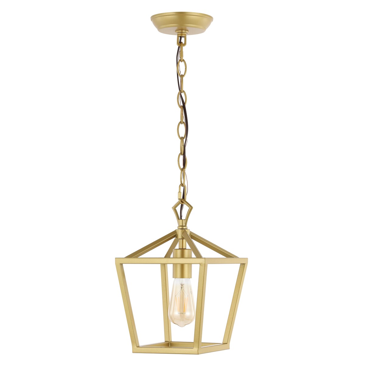 Virginia 8" 1-Light Vintage Farmhouse Iron Chain Pagoda LED Pendant, by JONATHAN Y