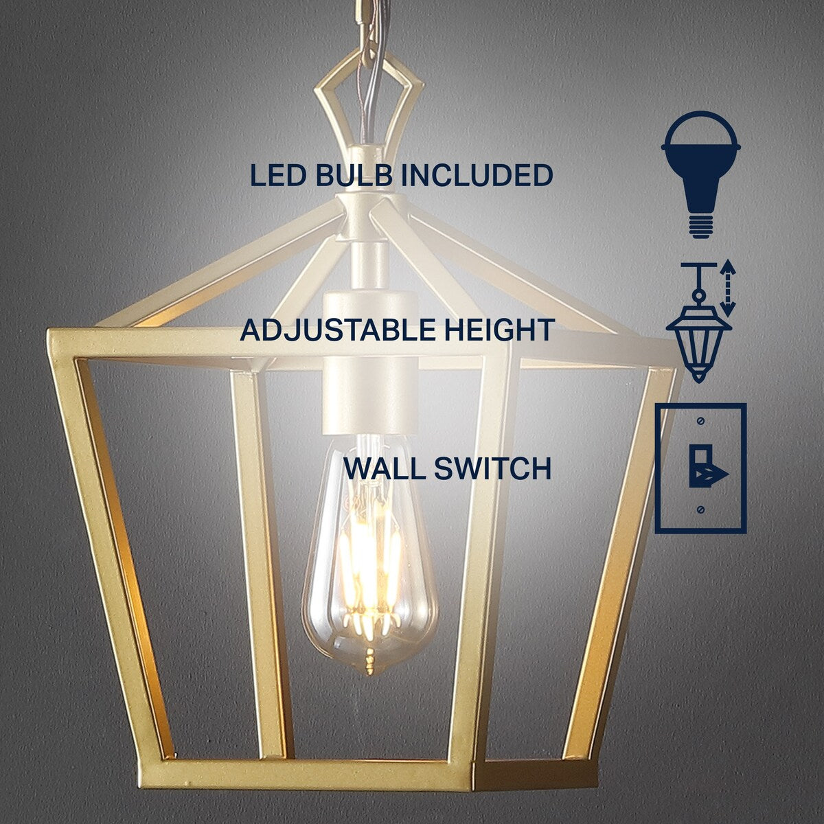 Virginia 8" 1-Light Vintage Farmhouse Iron Chain Pagoda LED Pendant, by JONATHAN Y