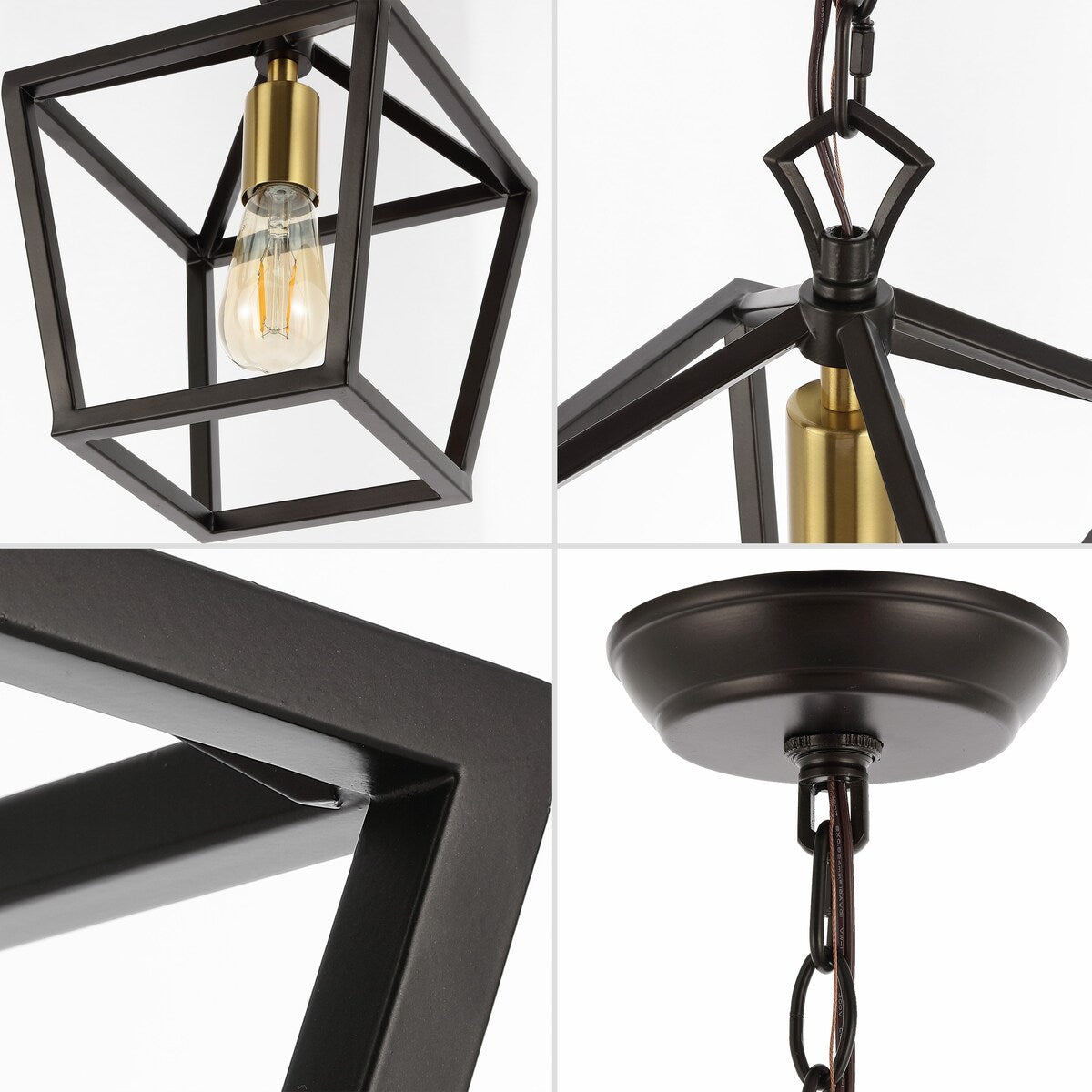 Virginia 8" 1-Light Vintage Farmhouse Iron Chain Pagoda LED Pendant, by JONATHAN Y