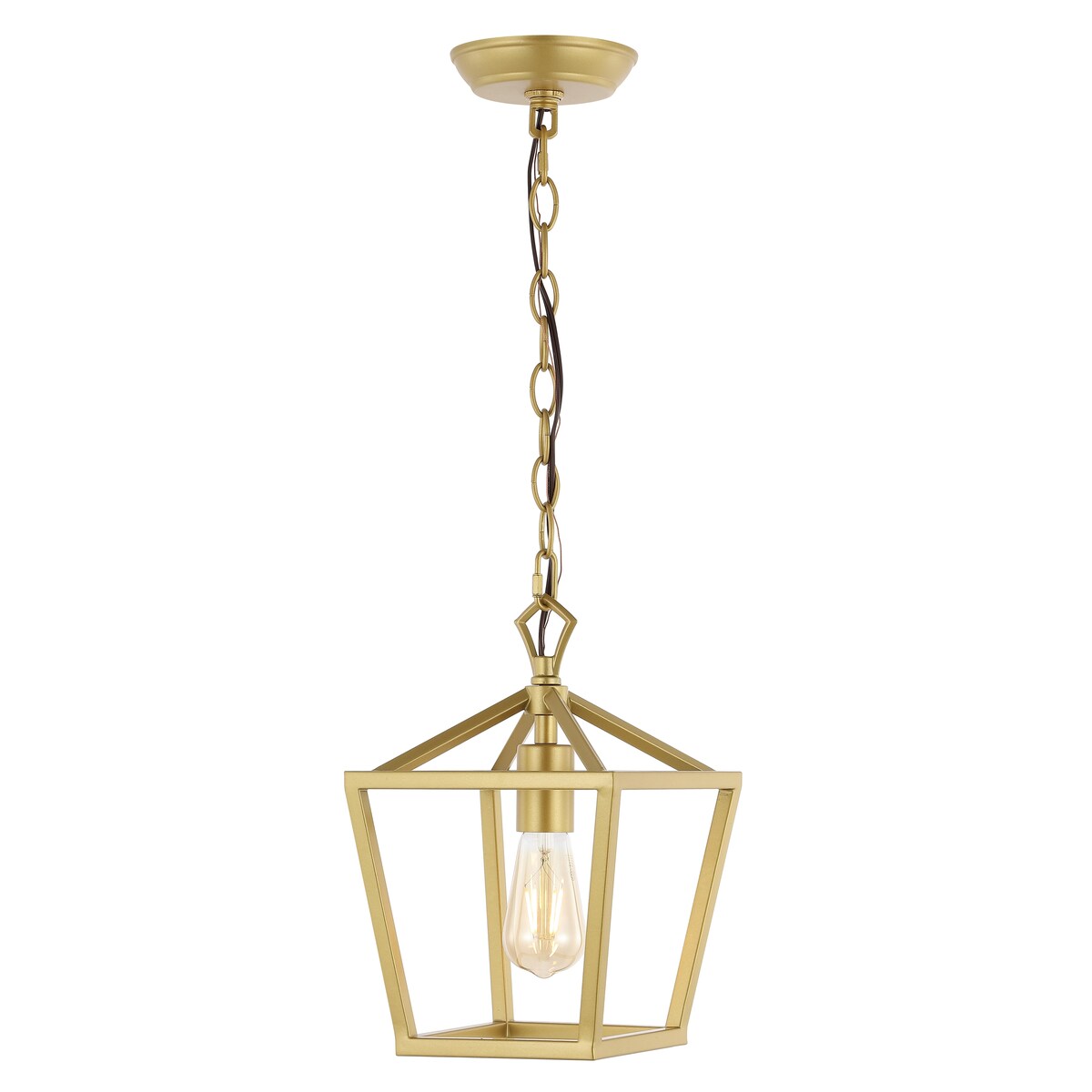 Virginia 8" 1-Light Vintage Farmhouse Iron Chain Pagoda LED Pendant, by JONATHAN Y