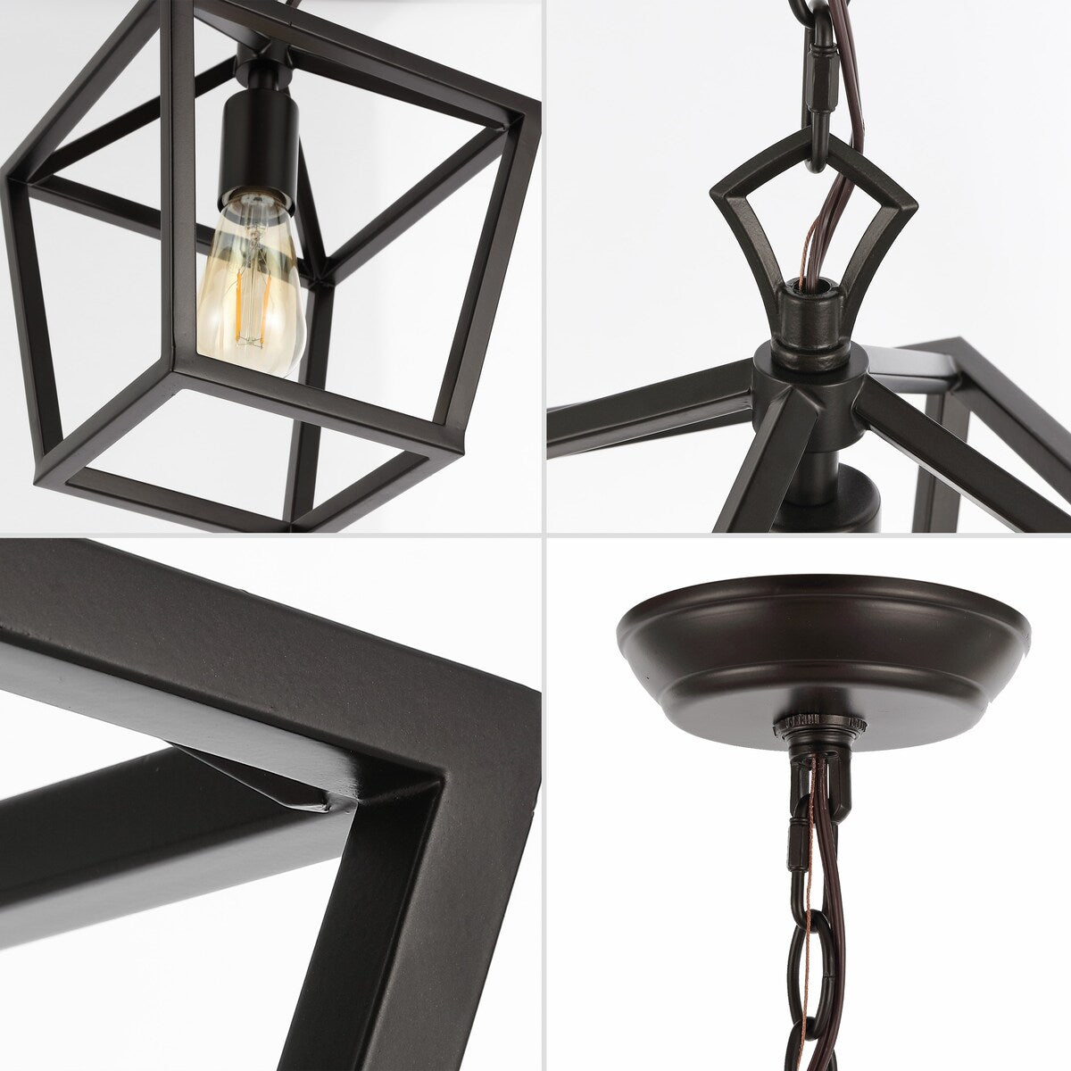 Virginia 8" 1-Light Vintage Farmhouse Iron Chain Pagoda LED Pendant, by JONATHAN Y