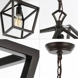 Virginia 8" 1-Light Vintage Farmhouse Iron Chain Pagoda LED Pendant, by JONATHAN Y
