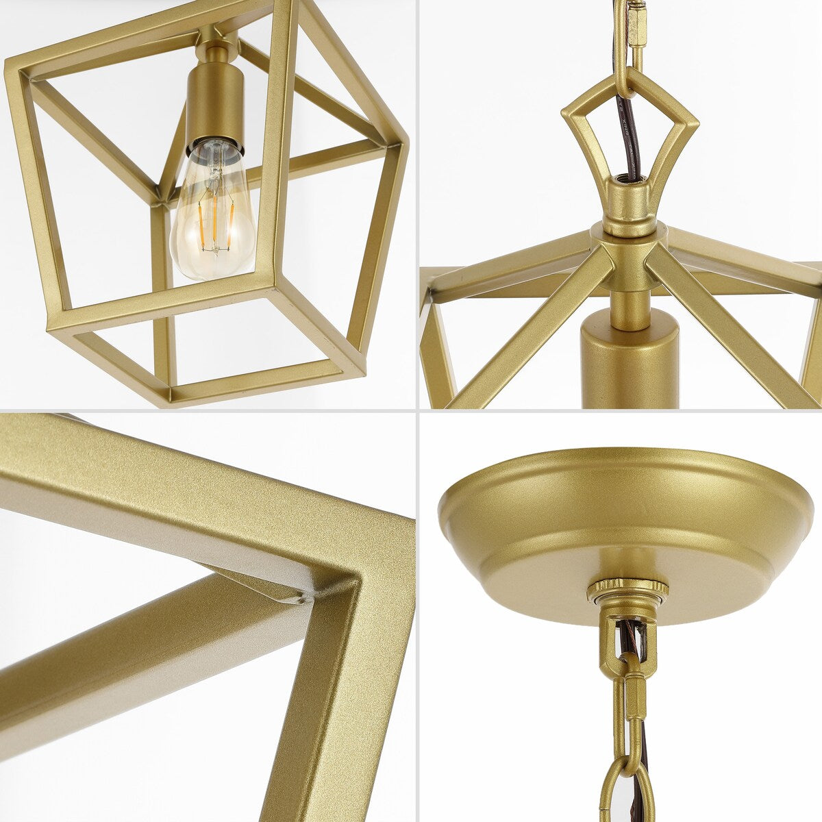 Virginia 8" 1-Light Vintage Farmhouse Iron Chain Pagoda LED Pendant, by JONATHAN Y
