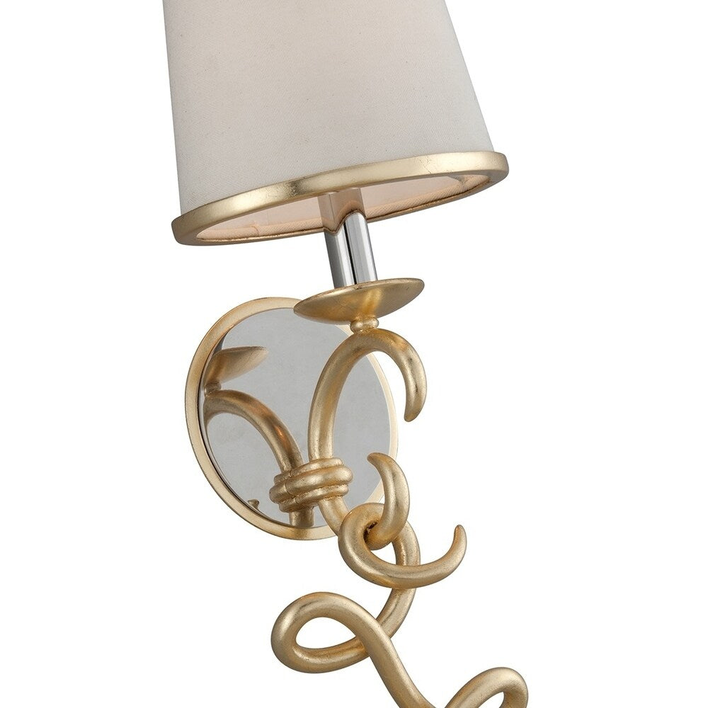 Virtuoso 1-light Gold Leaf Wall Sconce with Polished Stainless Accents