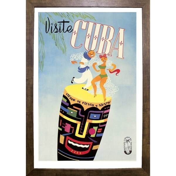Visite Cuba-VINAPP124319 Framed Print 20"x13.5" by Vintage Apple Collection