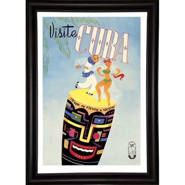 Visite Cuba-VINAPP124319 Framed Print 20"x13.5" by Vintage Apple Collection