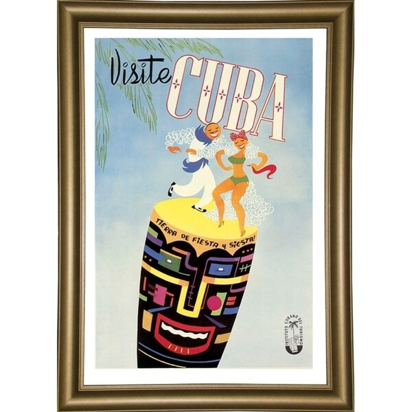 Visite Cuba-VINAPP124319 Framed Print 20"x13.5" by Vintage Apple Collection