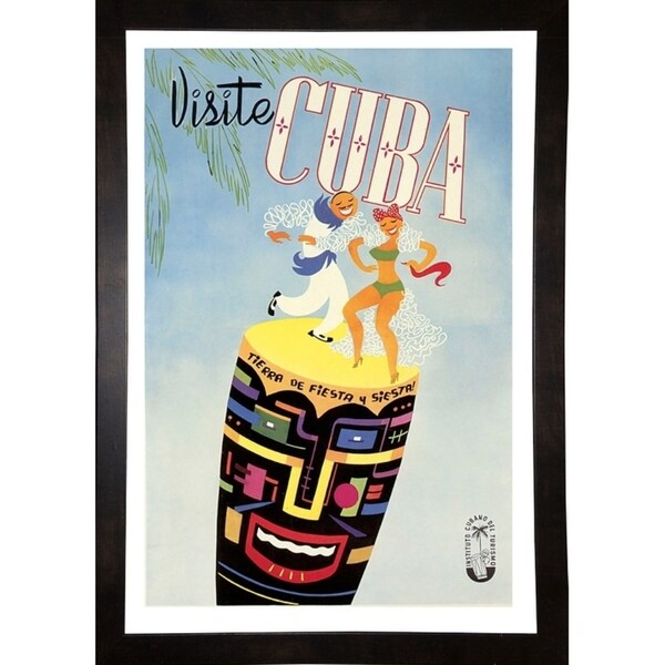 Visite Cuba-VINAPP124319 Framed Print 20"x13.5" by Vintage Apple Collection