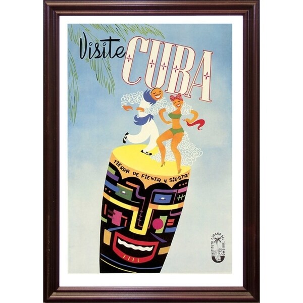 Visite Cuba-VINAPP124319 Framed Print 20"x13.5" by Vintage Apple Collection