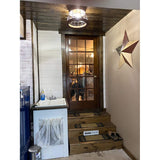 Viterbo Farmhouse Round Ceiling Light Rustic Brown Finished Solid Oak Wood - Natural & Black