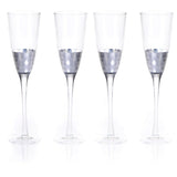 "Vitorrio" Flute Champagne Glass, Silver (Set of 4)