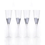 "Vitorrio" Flute Champagne Glass, Silver (Set of 4)