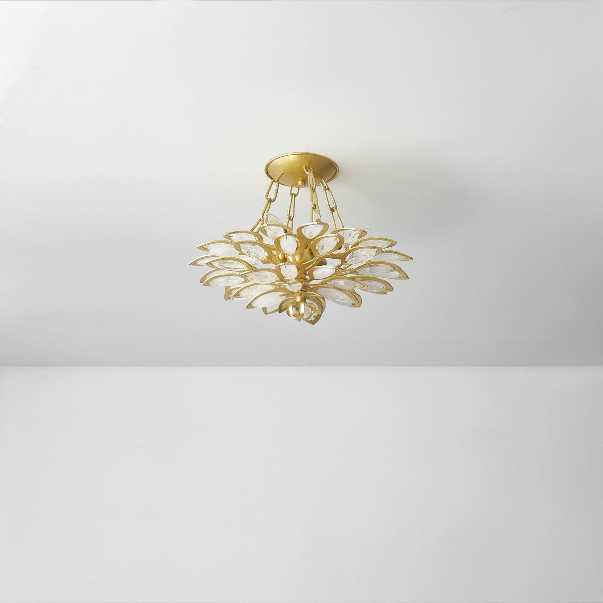 Vittoria 14" Wide Gold Leaf Semi Flush Mount