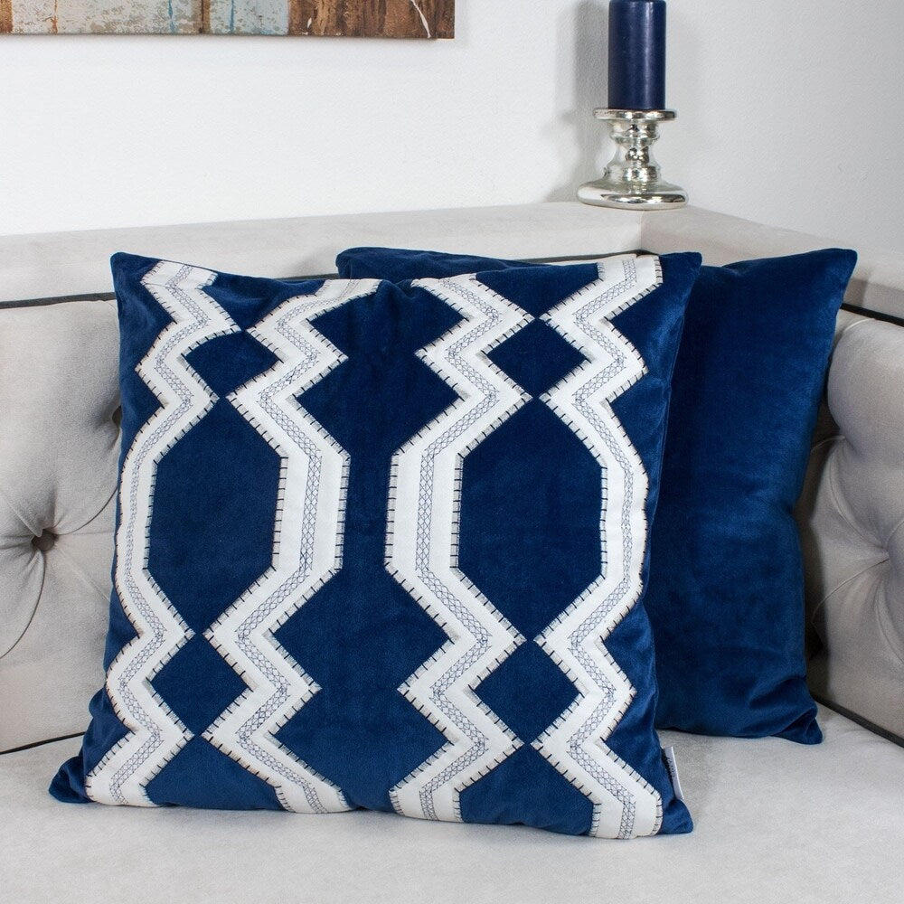 Vivian Applique Velvet 20" Square Decorative Throw Pillow