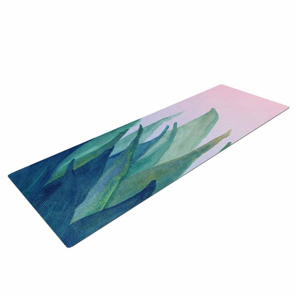 Viviana Gonzalez "Botanical Vibes 10" Pink Green Watercolor Yoga Mat