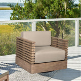 Vivid Swivel Outdoor Patio Chair in Eucalyptus Wood with Olefin Cushions