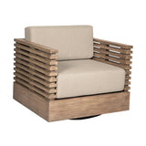 Vivid Swivel Outdoor Patio Chair in Eucalyptus Wood with Olefin Cushions