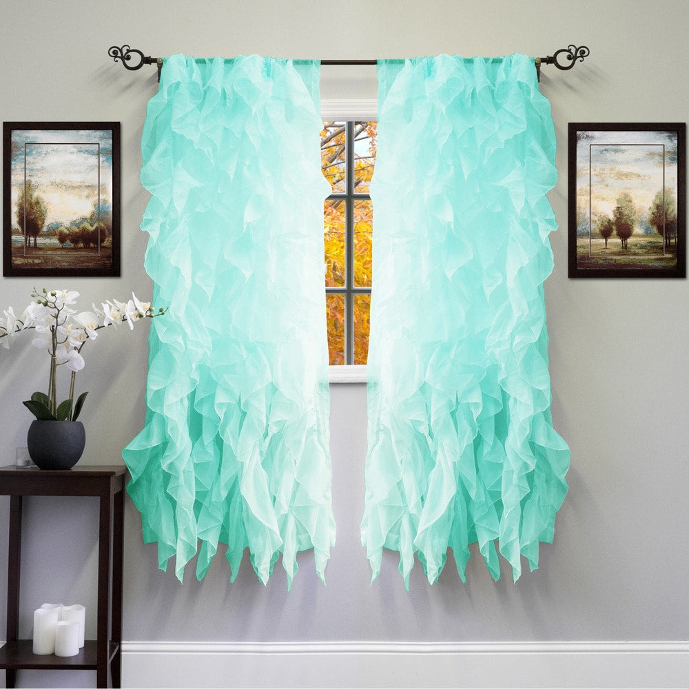 Voile 50 x 63 Vertical Ruffle Tier Window Curtain Panel - 50 x 63