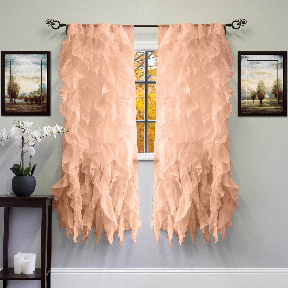 Voile 50 x 63 Vertical Ruffle Tier Window Curtain Panel - 50 x 63