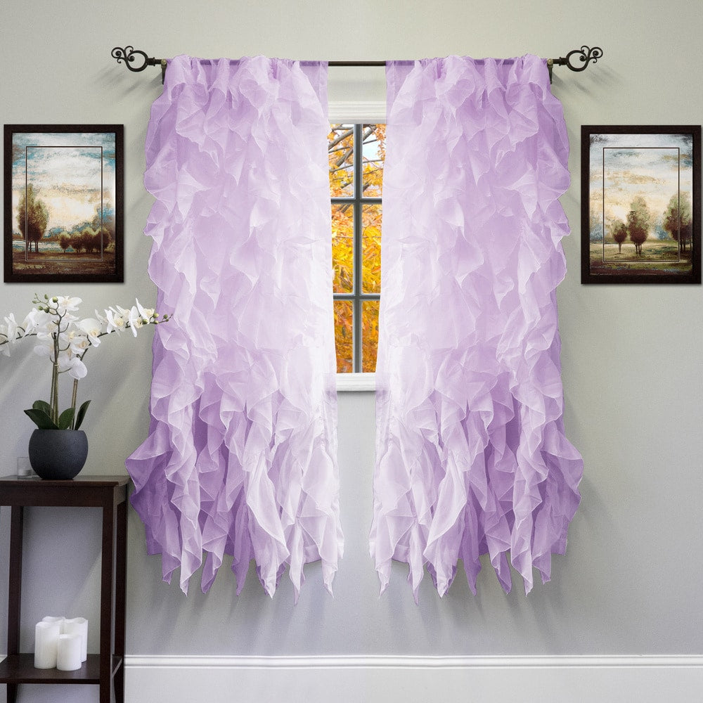 Voile 50 x 63 Vertical Ruffle Tier Window Curtain Panel - 50 x 63