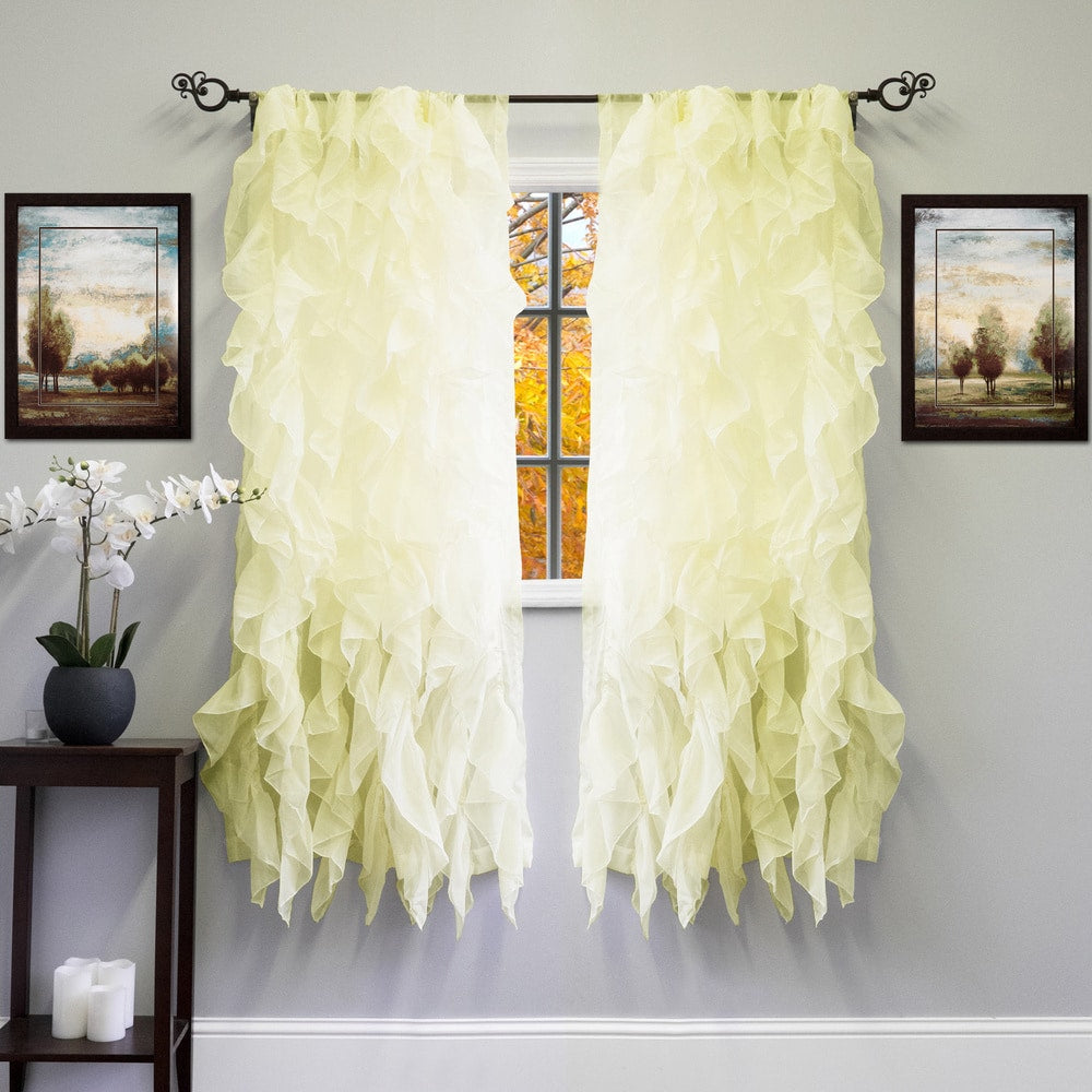 Voile 50 x 63 Vertical Ruffle Tier Window Curtain Panel - 50 x 63