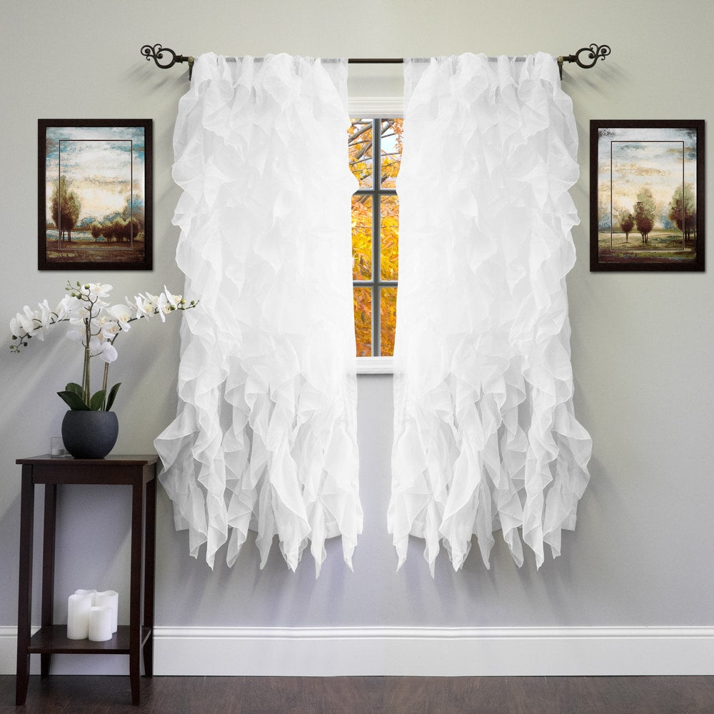 Voile 50 x 63 Vertical Ruffle Tier Window Curtain Panel - 50 x 63