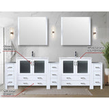 Volez Double Bath Vanity with Side Cabinets, White Ceramic Top, 34 in Mirrors and Faucet Set - 108