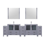 Volez Double Bath Vanity with Side Cabinets, White Ceramic Top, 34 in Mirrors and Faucet Set - 108
