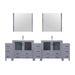 Volez Double Bath Vanity with Side Cabinets, White Ceramic Top, 34 in Mirrors and Faucet Set - 108