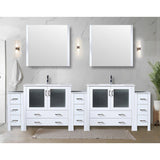 Volez Double Bath Vanity with Side Cabinets, White Ceramic Top, 34 in Mirrors and Faucet Set - 108