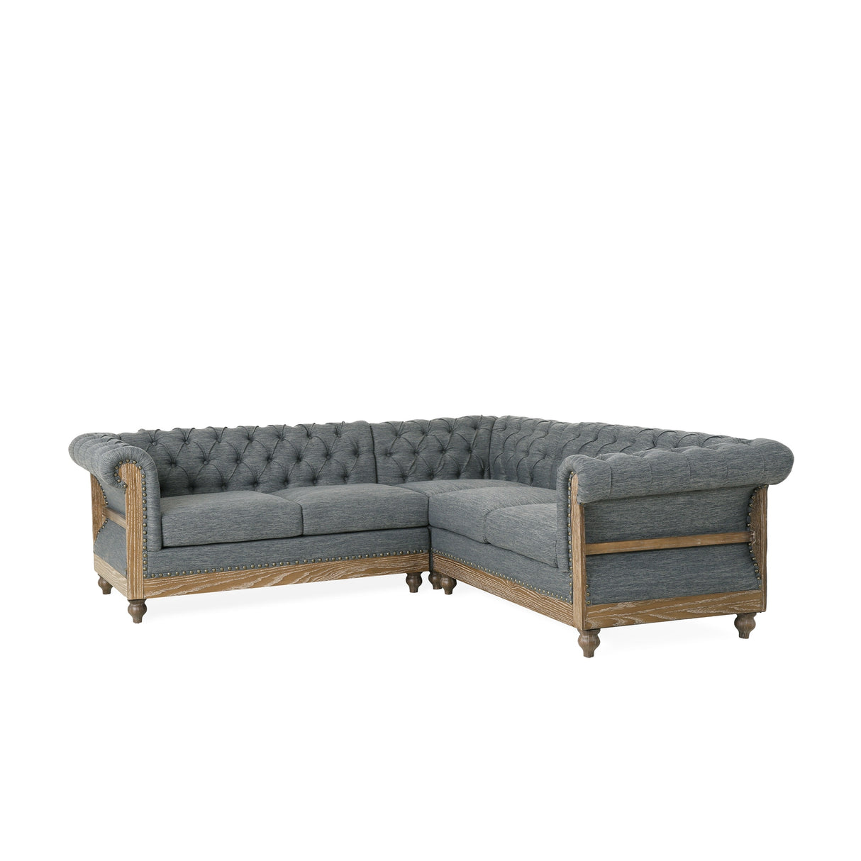Voll Tufted Sectional Sofa with Nailhead Trim by Christopher Knight Home