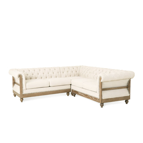 Voll Tufted Sectional Sofa with Nailhead Trim by Christopher Knight Home