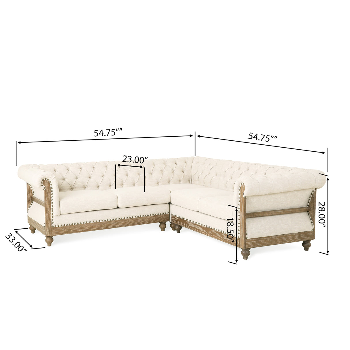 Voll Tufted Sectional Sofa with Nailhead Trim by Christopher Knight Home