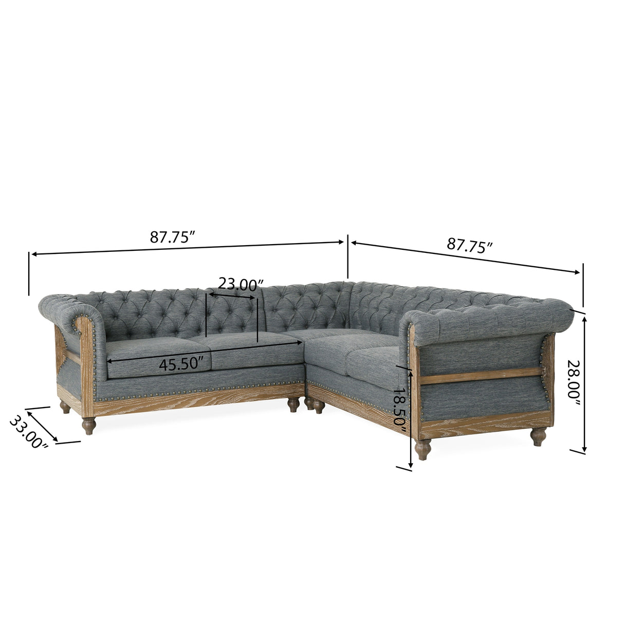 Voll Tufted Sectional Sofa with Nailhead Trim by Christopher Knight Home