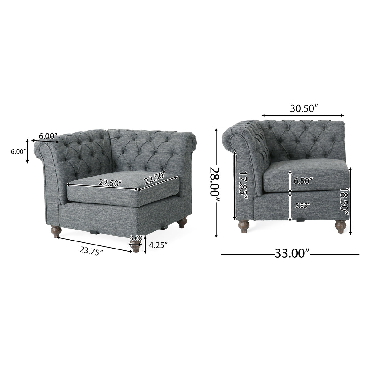 Voll Tufted Sectional Sofa with Nailhead Trim by Christopher Knight Home