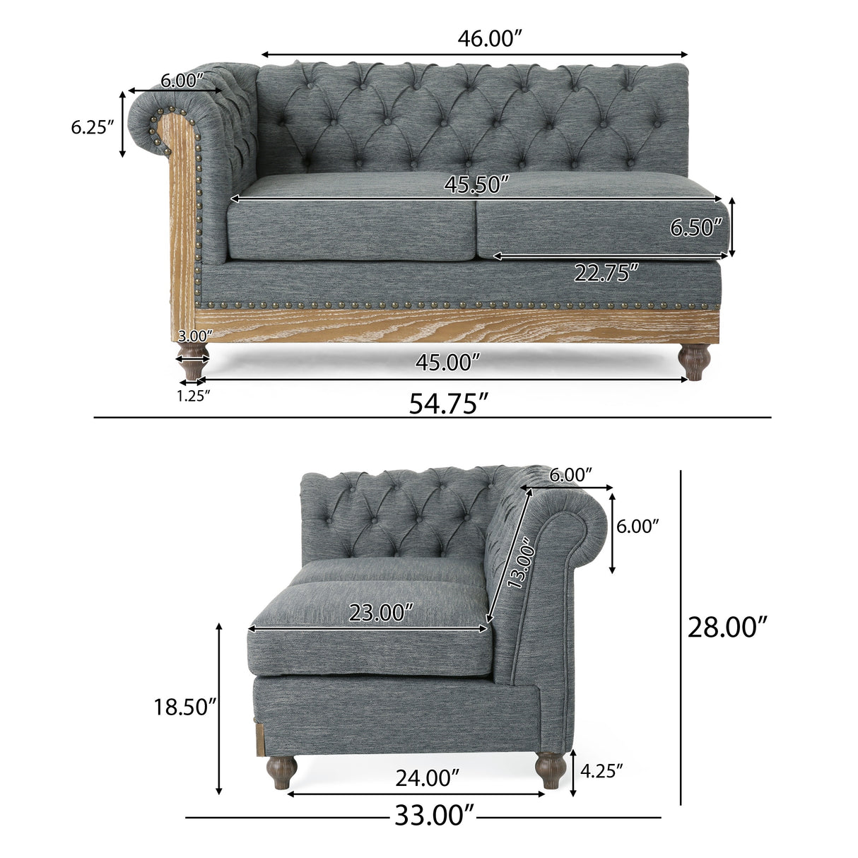 Voll Tufted Sectional Sofa with Nailhead Trim by Christopher Knight Home