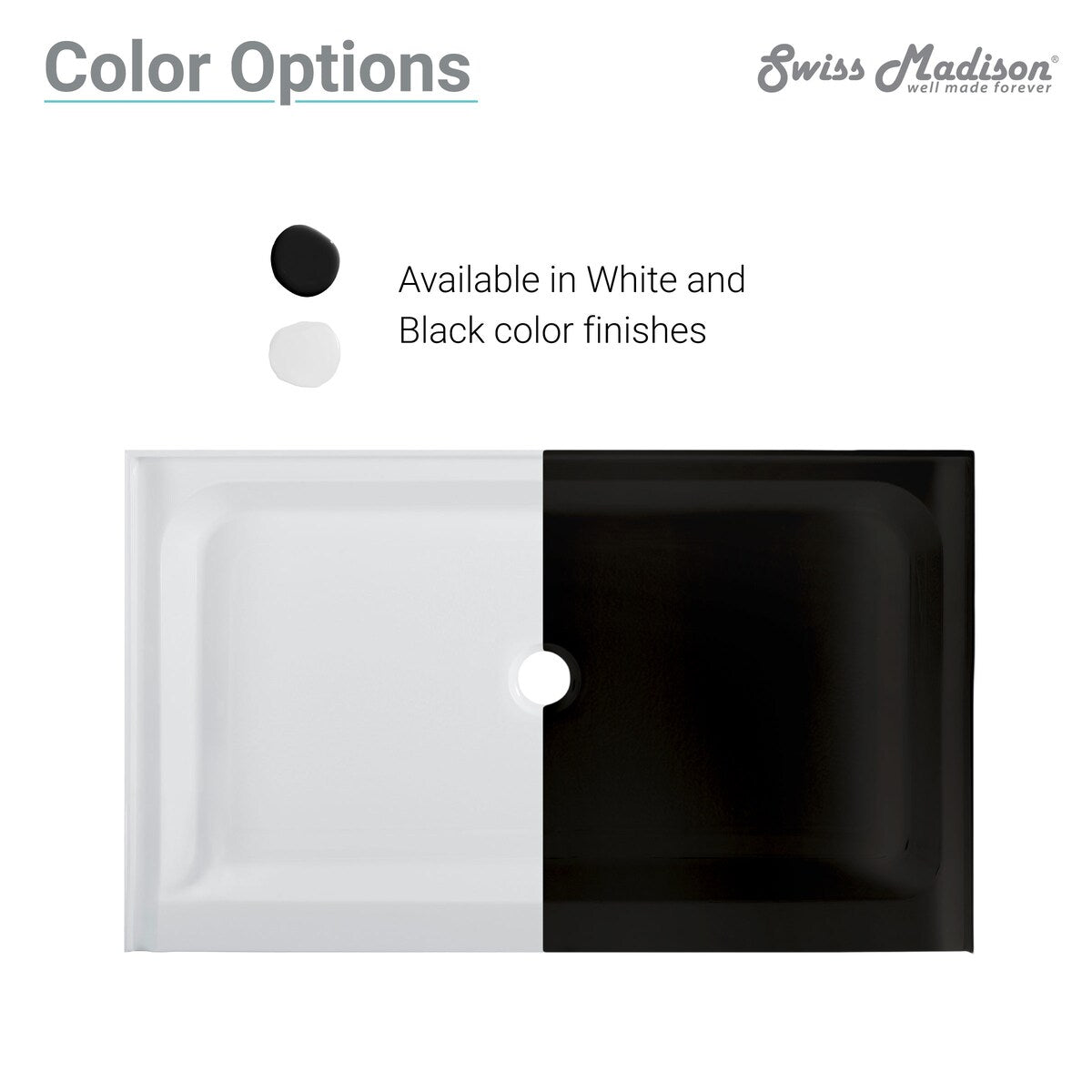 Voltaire 60" x 36" Acrylic Black, Single-Threshold, Left Drain, Shower Base