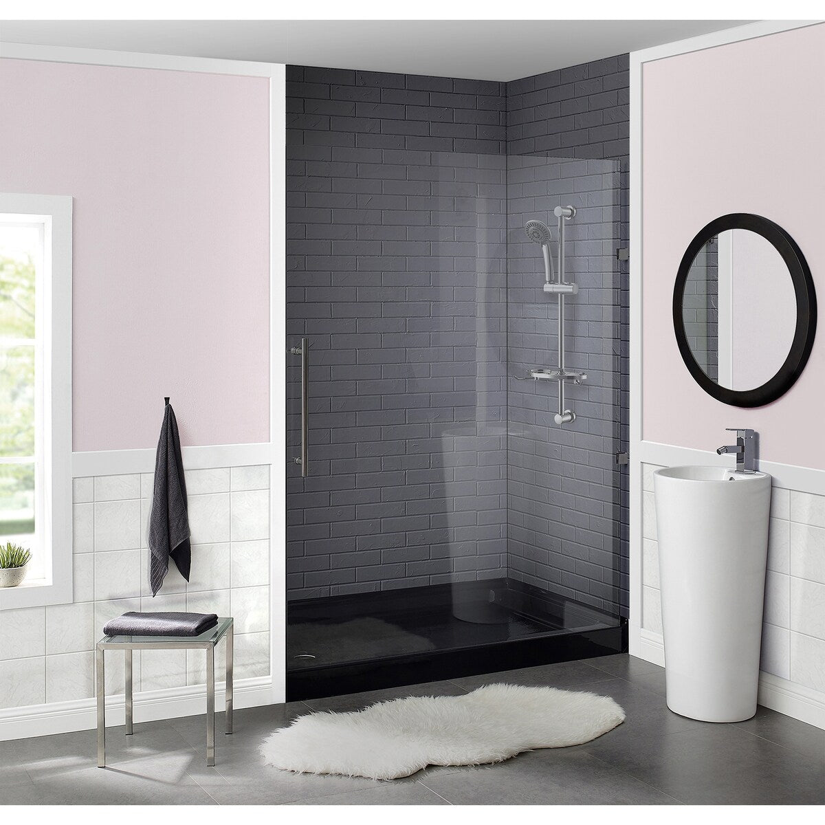 Voltaire 60" x 36" Acrylic Black, Single-Threshold, Left Drain, Shower Base