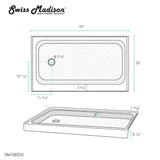Voltaire 60" x 36" Acrylic Black, Single-Threshold, Left Drain, Shower Base