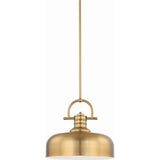 Volume Lighting 1-Light LED Restoration Brass Downrod Bowl Pendant